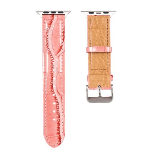 Crocodile Skin Split Leather Watch Band Strap Replacement for Apple Watch Series 8 45mm / Ultra 49mm / Ultra 2 49mm / Series 9 45mm / SE (2023) 44mm / 7 45mm / Series 4 / 5 / 6 / SE / SE (2022) 44m / Series 1 / 2 / 3 42mm - Rose Gold