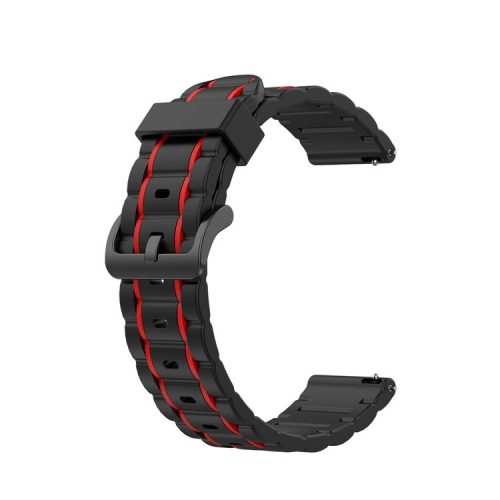 22mm Vertical Stripe Bi-color Silicone Watch Strap for Samsung Galaxy Watch 46mm/Galaxy Watch 3 45mm - Black/Red