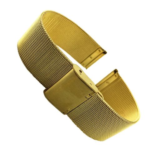 20mm Milanese Stainless Steel Thin Mesh with Buckle Watch Band - Gold