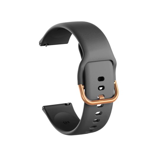 20mm Silicone Watchband Strap with Rose Gold Buckle for Samsung Galaxy Watch4 Classic 46mm 42mm/Watch4 44mm 40mm/Galaxy Watch Active2 - Black