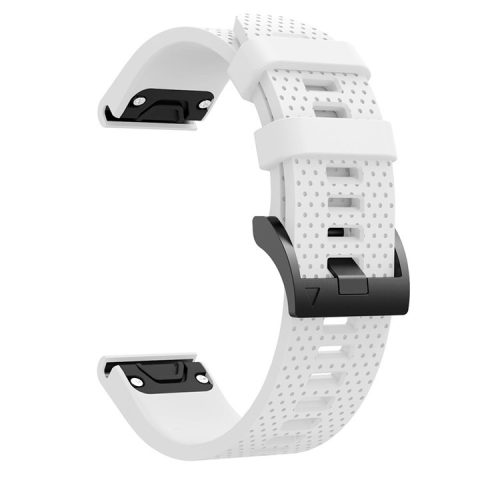 With Black Triangle Buckle Silicone Watch Strap for Garmin Fenix 5S - White