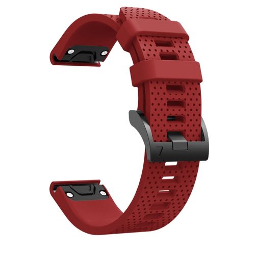 With Black Triangle Buckle Silicone Watch Strap for Garmin Fenix 5S - Red