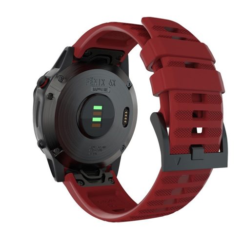 26mm Silicone Watch Strap for Garmin Fenix 7X/6X GPS/ 6X Pro Smart Watch Band Replacement - Red