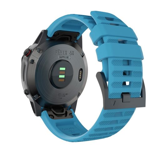 26mm Silicone Watch Strap for Garmin Fenix 7X/6X GPS/ 6X Pro Smart Watch Band Replacement - Blue