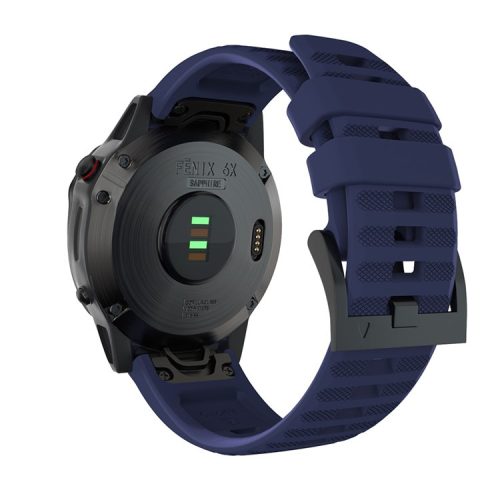 26mm Silicone Watch Strap for Garmin Fenix 7X/6X GPS/ 6X Pro Smart Watch Band Replacement - Dark Blue