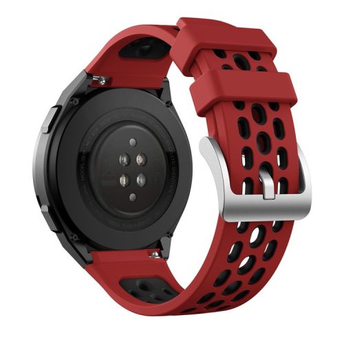 Bi-color Silicone Smart Watch Strap Adjustable Watchband for Huawei Watch GT 2e - Red / Black