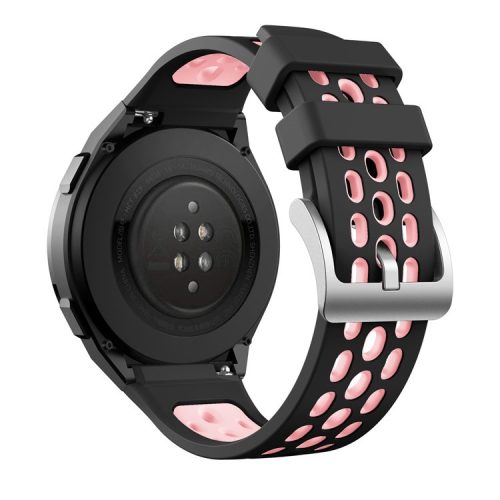 Bi-color Silicone Smart Watch Strap Adjustable Watchband for Huawei Watch GT 2e - Black / Light Pink