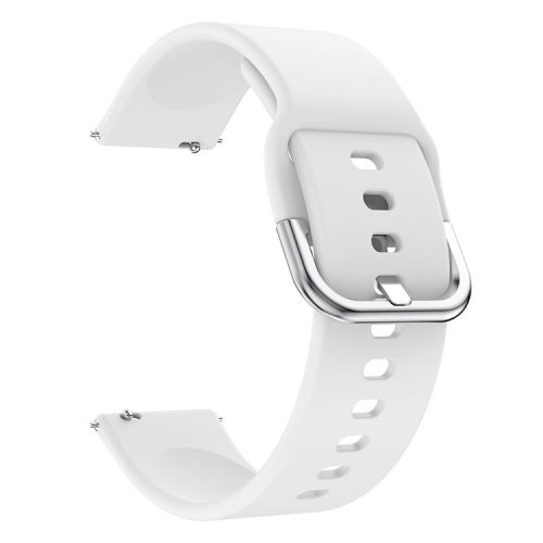 Silicone Smart Watch Band Adjustable Wrist Strap with Metal Buckle for Samsung Galaxy Watch3 41mm - White