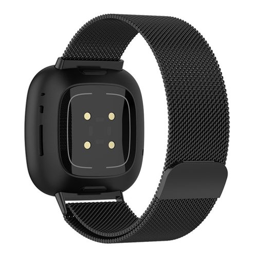 Milanese Metal Wrist Strap Replacement Smart Watch Band for Fitbit Versa 3 - Black