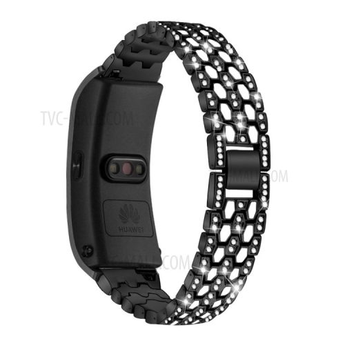 Metal Smart Watch Band for Huawei TalkBand B5 Rhinestone Decor - Black/White