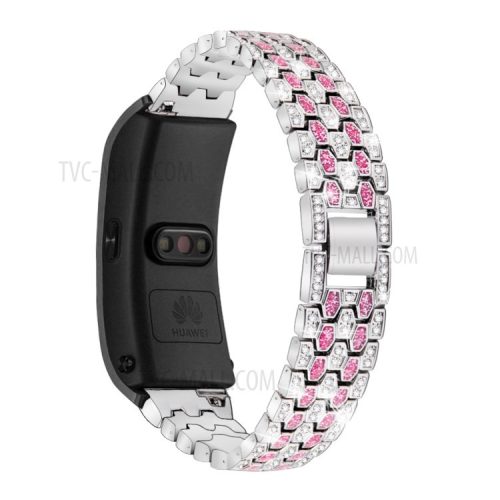 Metal Smart Watch Band for Huawei TalkBand B5 Rhinestone Decor - Silver/Rose