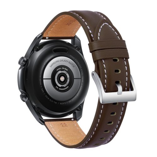 22mm Fine Stitches Genuine Leather Watch Band for Samsung Galaxy Watch3 45mm etc. - Coffee