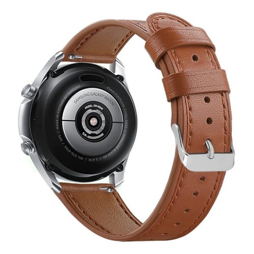 22mm Genuine Leather Watch Band Strap for Samsung Galaxy Watch3 45mm etc. - Brown