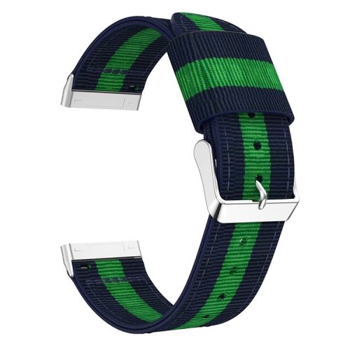 Striped Nylon Band Watch Strap Replacement for Fitbit Versa 3 - Blue/Green/Blue