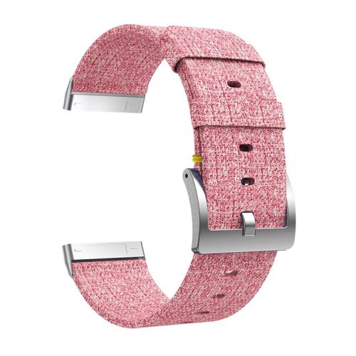 For Fitbit Versa 3/Sense Canvas Woven Watch Strap Pin Buckle Wristband Replacement - Pink