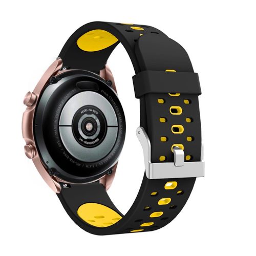 20mm Dual-colors Silicone Watch Replace Band for Samsung Galaxy Watch3 41mm - Black/Yellow