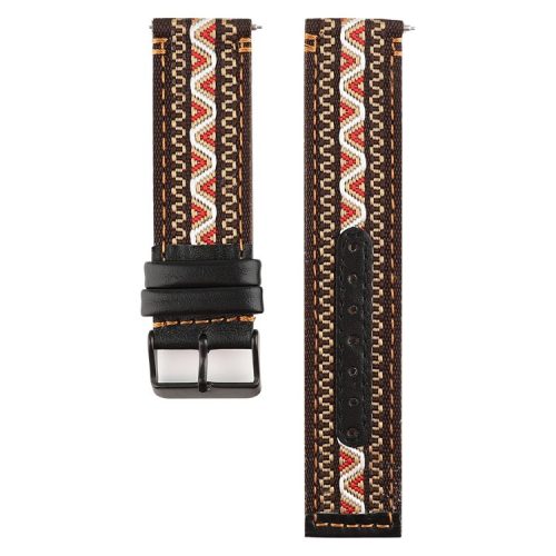 Ethnic Style Genuine Leather Cloth Watch Band Replacement for Fitbit Versa 2 / 1 - Brown