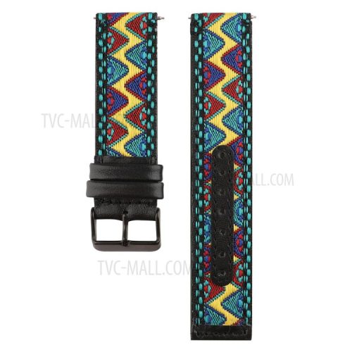 Ethnic Style Genuine Leather Cloth Watch Band Replacement for Fitbit Versa 2 / 1 - Multi-color