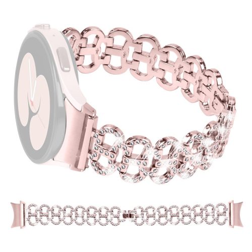 Rhinestones Watch Band for Samsung Galaxy Watch 5 / Watch FE 40mm / Watch4 40 / 42 / 44 / 46MM Gourd Shape Alloy Strap - Pink