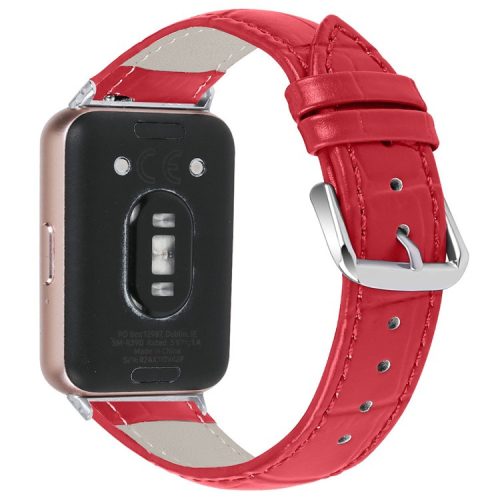 Smooth PU Leather Watch Strap for Samsung Galaxy Fit3 SM-R390 Wrist Bracelet Band - Red