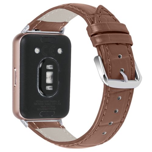 Smooth PU Leather Watch Strap for Samsung Galaxy Fit3 SM-R390 Wrist Bracelet Band - Brown