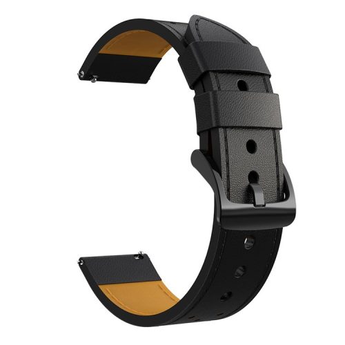 Stitching Genuine Leather Watch Band Replacement for Samsung Galaxy Watch3 45mm - Black