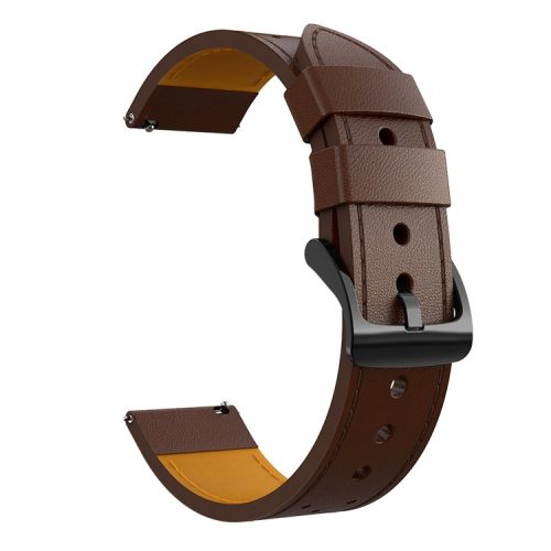 Stitching Genuine Leather Watch Band Replacement for Samsung Galaxy Watch3 45mm - Coffee