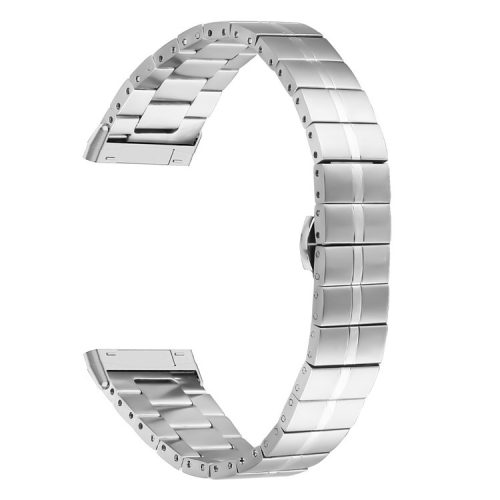 For Fitbit Versa 4 / Sense 2 Wrist Strap 1-Bead Stainless Steel Replacement Smartwatch Band - Silver