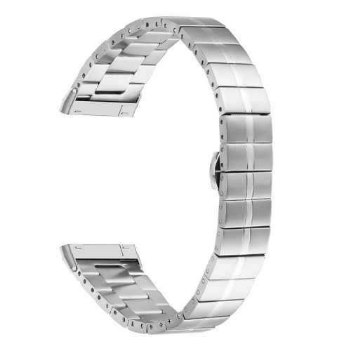 For Fitbit Versa 3 / Sense Replacement Wrist Strap 1-Bead Stainless Steel Watch Band - Silver