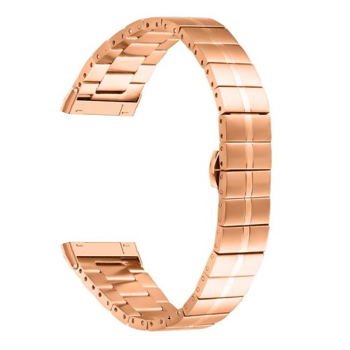 For Fitbit Versa 4 / Sense 2 Stainless Steel Watch Strap Wrist Band Replacement - Rose Gold