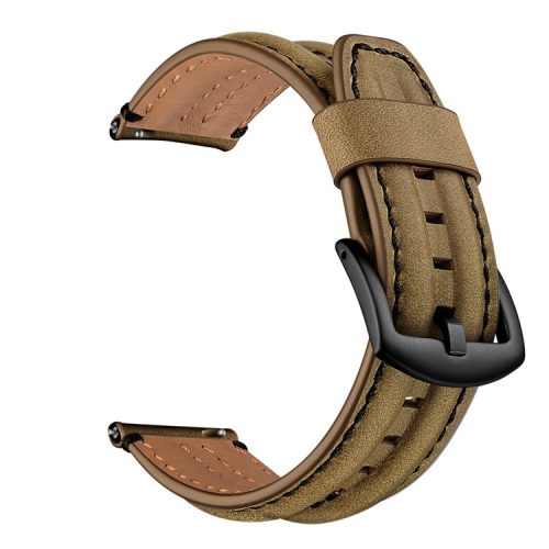 20mm Double Keel Genuine Leather Wrist Strap Watch Band for Huami Amazfit GTR 42mm - Dark Brown/Crazy Horse Skin