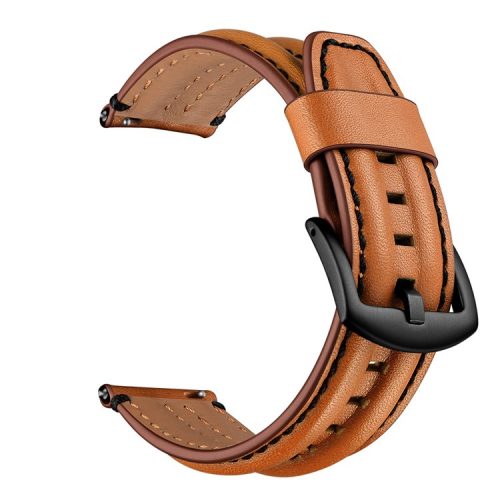 20mm Double Keel Genuine Leather Wrist Strap Watch Band for Huami Amazfit GTR 42mm - Brown