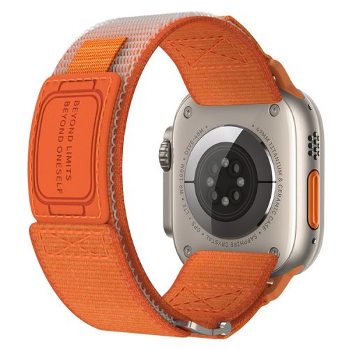 Adjustable Nylon Strap for Apple Watch 10 46mm / Ultra 2 / Ultra 49mm / 9 8 7 45mm / SE (2023) SE (2022) SE 6 5 4 44mm / 3 2 1 42mm Wrist Band - Orange