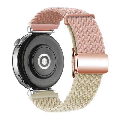 18mm Universal Smartwatch Strap Magnetic Buckle Design Woven Band - Pink+Starlight / Rose Gold Buckle