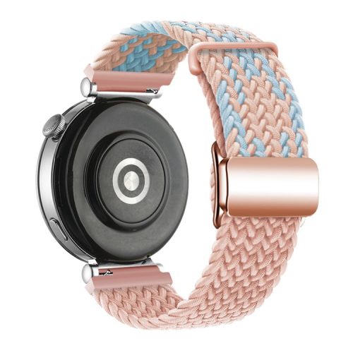 18mm Universal Smartwatch Strap Magnetic Buckle Design Woven Band - Blue+Pink+Pink / Rose Gold Buckle