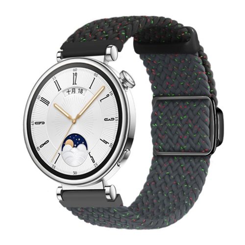 18mm Universal Smartwatch Strap Magnetic Buckle Design Woven Band - Confetti Black+Dark Blue / Black Buckle