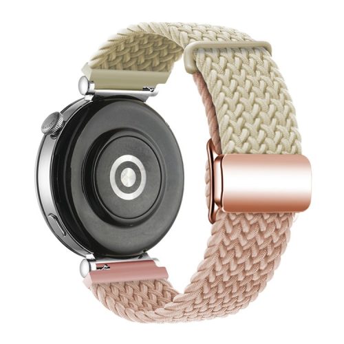 18mm Universal Smartwatch Strap Magnetic Buckle Design Woven Band - Starlight+Milk Tea / Rose Gold Buckle