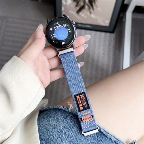 KALEBOL For Huawei Watch GT 4 41mm Universal Denim Smart Watch Strap 18mm Magic Tape Adjustable Band - Sapphire