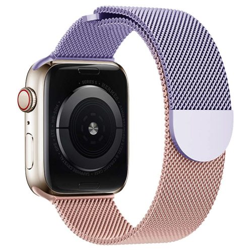 For Apple Watch 10 46mm / Ultra 2 / Ultra 49mm / 9 8 7 45mm / SE (2023) SE (2022) SE 6 5 4 44mm / 3 2 1 42mm Gradient Milanese Strap - Purple+Pink