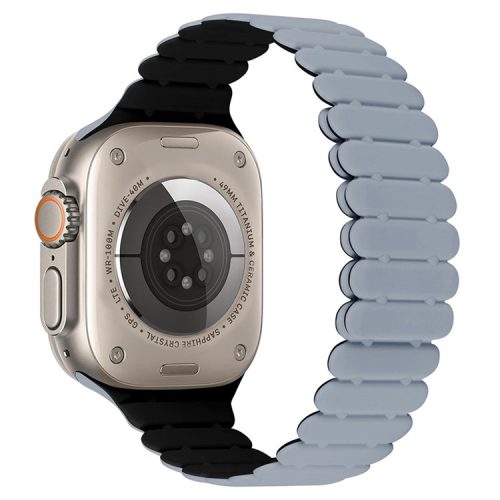 For Apple Watch 10 46mm / Ultra 2 / Ultra 49mm / 9 8 7 45mm / SE (2023) SE (2022) SE 6 5 4 44mm / 3 2 1 42mm Bamboo Joint Strap - Obsidian Grey+Black