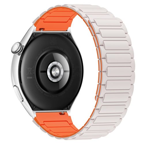 For Huawei / Samsung Smart Watch Silicone Band 22mm Universal Magnetic Replacement Strap - Starlight+Orange