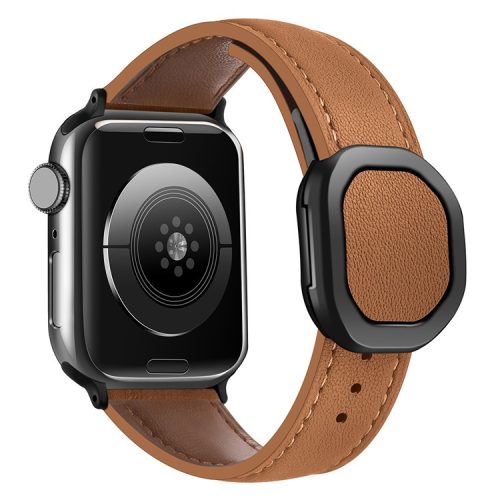 For Apple Watch 10 46mm / Ultra 2 / Ultra 49mm / 9 8 7 45mm / SE (2023) SE (2022) SE 6 5 4 44mm / 3 2 1 42mm Genuine Cow Leather Wrist Band - Brown