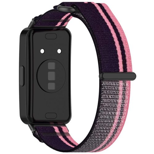 For Huawei Band 9 / Band 9 NFC / Band 8 / Band 8 NFC Strap Nylon Sport Loop Watch Bands - Pink+Purple