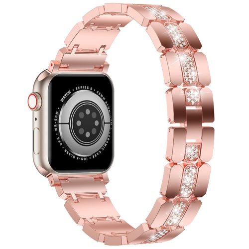 Zinc Alloy Band for Apple Watch 10 46mm / Ultra 2 / Ultra 49mm / 9 8 7 45mm / SE (2023) SE (2022) SE 6 5 4 44mm / 3 2 1 42mm Rhinestones Decor Strap - Pink