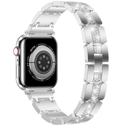 Zinc Alloy Band for Apple Watch 10 46mm / Ultra 2 / Ultra 49mm / 9 8 7 45mm / SE (2023) SE (2022) SE 6 5 4 44mm / 3 2 1 42mm Rhinestones Decor Strap - Silver