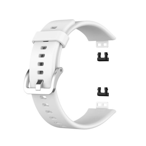 Metal Buckle Soft Silicone Watch Band Strap Replacement for Huawei Watch Fit 2020 - White