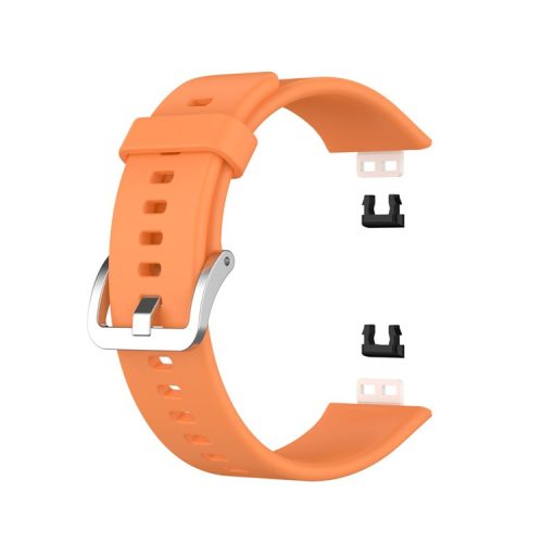 Metal Buckle Soft Silicone Watch Band Strap Replacement for Huawei Watch Fit 2020 - Orange