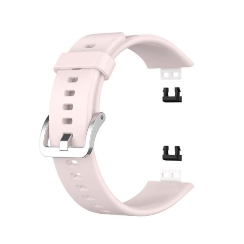 Metal Buckle Soft Silicone Watch Band Strap Replacement for Huawei Watch Fit 2020 - Pink