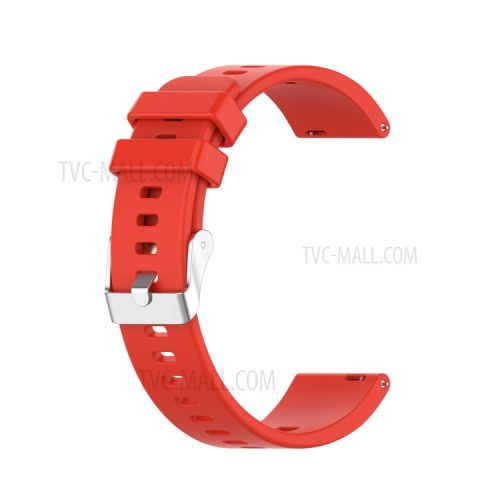 Metal Buckle Soft Silicone Watch Band Strap Replacement for Huawei Honor ES Watch - Red