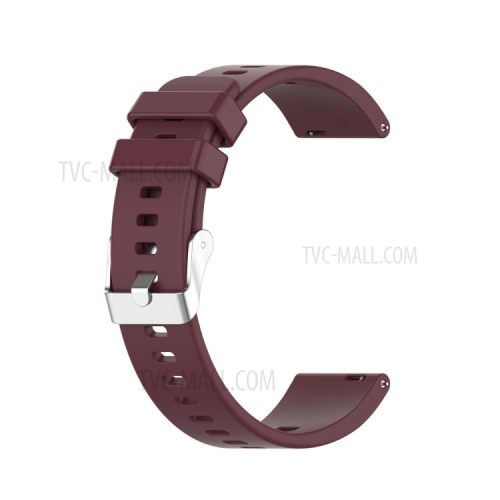 Metal Buckle Soft Silicone Watch Band Strap Replacement for Huawei Honor ES Watch - Wine Red